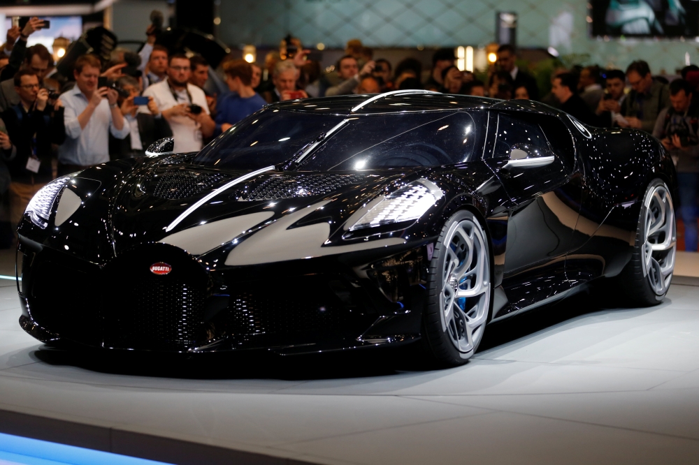 The new Bugatti La Voiture Noire is displayed at the 89th Geneva International Motor Show in Geneva, Switzerland March 5, 2019. REUTERS/Pierre Albouy