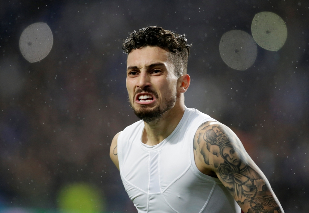 FC Porto's Alex Telles celebrates scoring their third goal. Reuters/Miguel Vidal