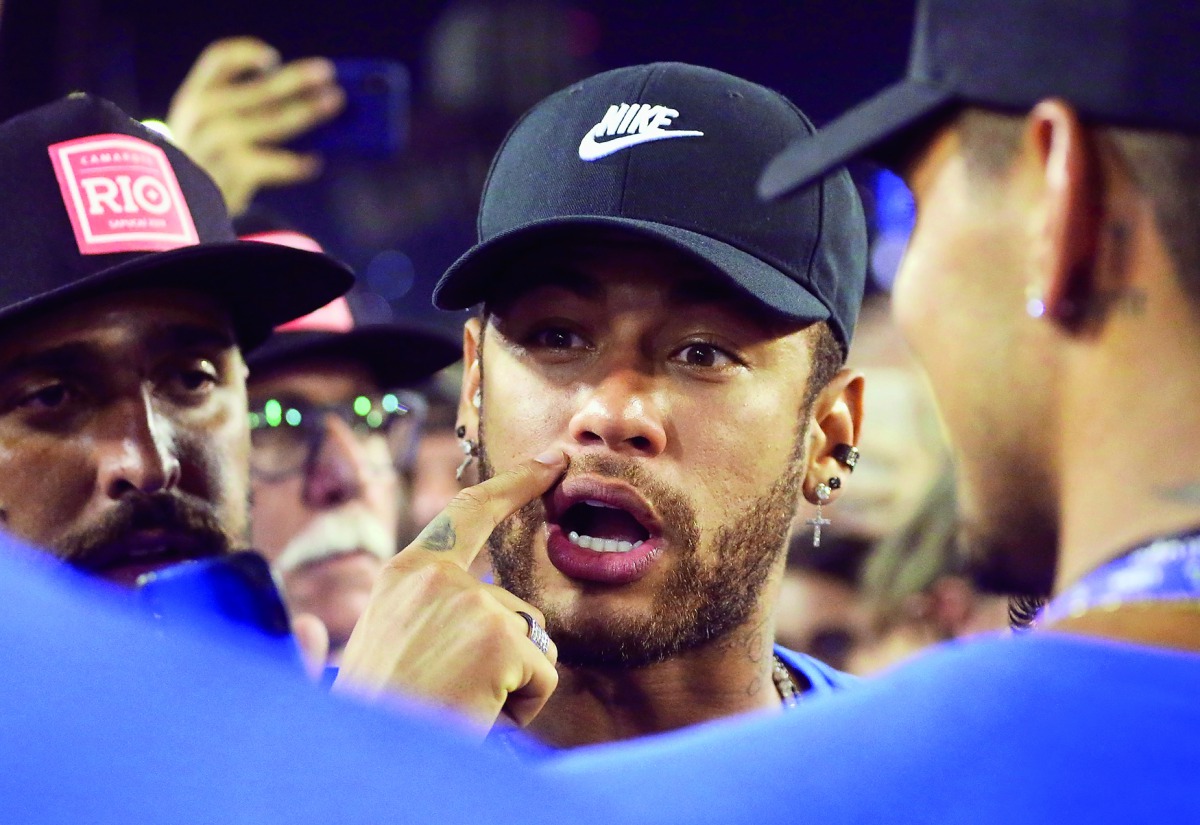 Brazilian star Neymar at the Carnival Parade in Rio de Janeiro, Brazil, on Tuesday.