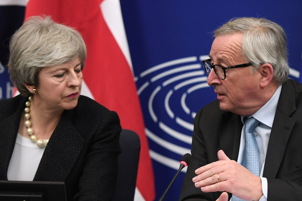 European Commission President Jean-Claude Juncker (R) and British Prime Minister Theresa May give a press conference following their meeting in Strasbourg, on March 11, 2019. AFP / Frederick FLORIN