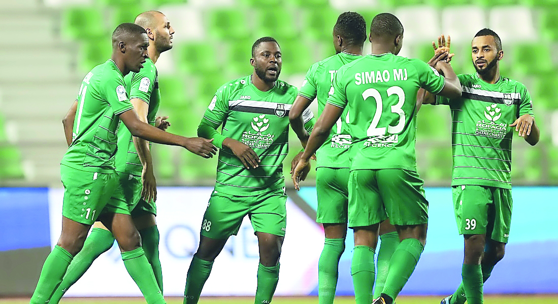 Al Ahli players celebrate after scoring a goal during the QNB Stars League in this file photo.