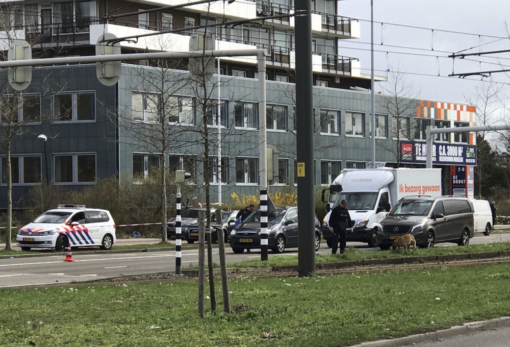 Police take security measures around the scene after a gunman opened fire on tram passengers in Utrecht, Netherlands on March 18, 2019.  Abdullah A??ran - Anadolu 