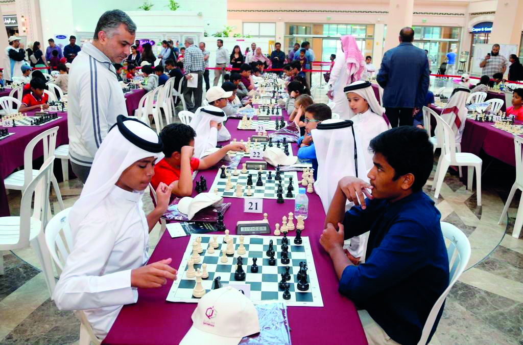 The players taking part in Youth U-16 event at Qatargas Chess Championship at Al Mirqab Mall yesterday. 