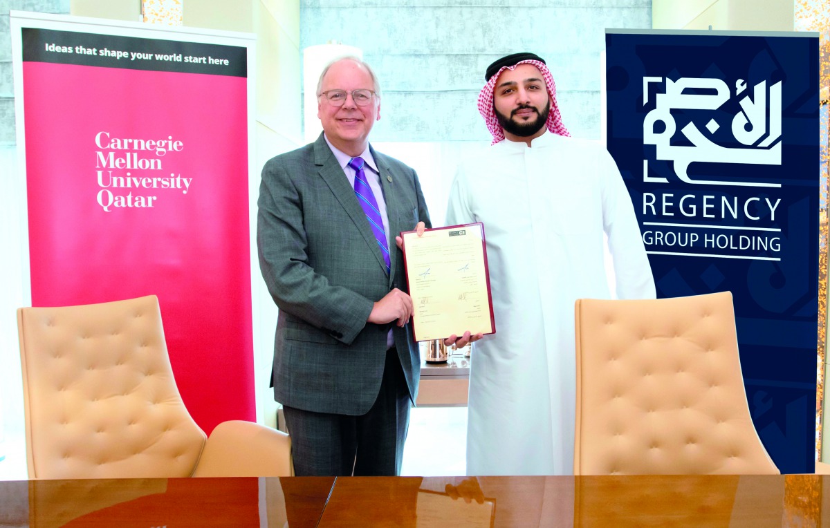 Officials from CMU-Q and Regency Group Holding during the MoU signing ceremony. 