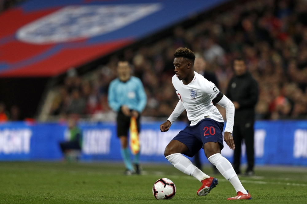 England's midfielder Callum Hudson-Odoi runs with the ball during the UEFA Euro 2020 Group A qualification football match between England and Czech Replublic at Wembley Stadium in London on March 22, 2019. AFP / Adrian DENNIS