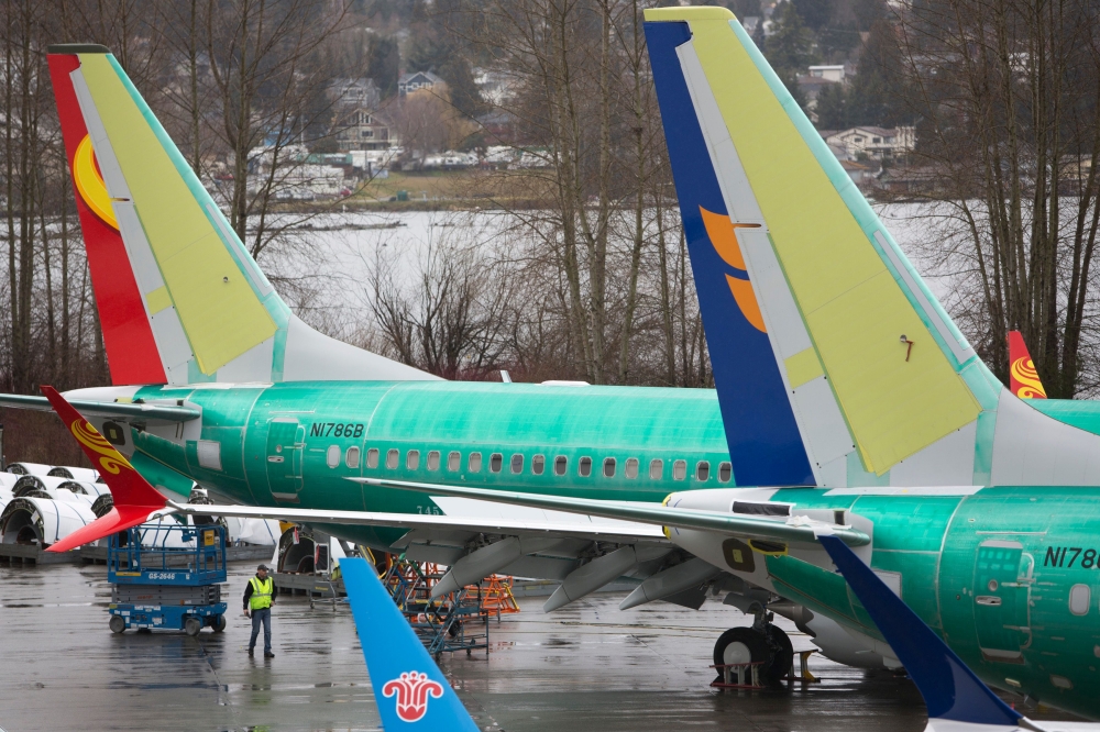 Boeing 737 MAX airplanes are pictured at the Boeing Renton Factory in Renton, Washington.  AFP / Jason Redmond 