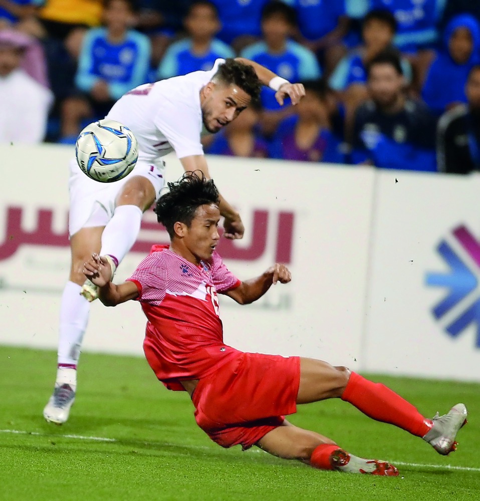 Action from the AFC Under-23 Group A match  between Qatar and Nepal at Aspire Zone yesterday. Pic: Hussein Sayed