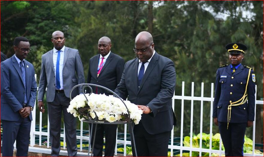 The Twitter account of the genocide memorial published a video of Tshisekedi, who was elected in January, laying a wreath at the memorial in Kigali, a diplomatic first. (Photo courtesy: Kigali Genocide Memorial 
@Kigali_Memorial)