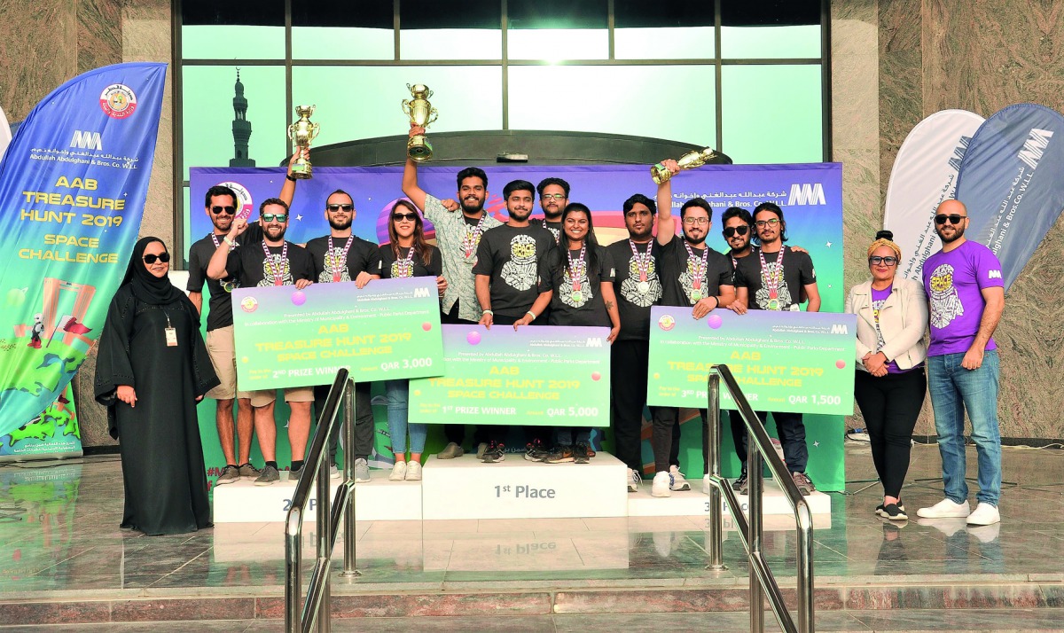 The winners of the AAB Treasure Hunt pose for a group photo.