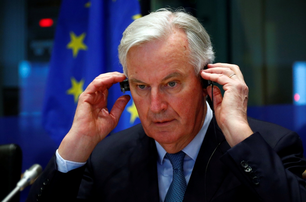 European Union Chief Brexit Negotiator Michel Barnier addresses the European Parliament Foreign Affairs Committee in Brussels, Belgium April 2, 2019. REUTERS/Francois Lenoir