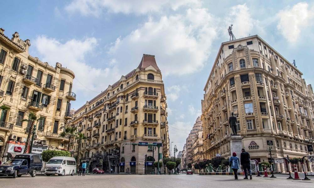 This picture taken on March 8, 2019 shows a view of the central Talaat Harb square in the Egyptian capital Cairo's downtown district. AFP/Khaled Desouki