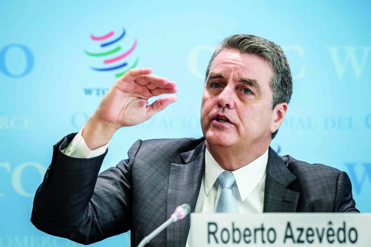 WTO director-general Roberto Azevedo attends a press conference on global trade growth forecasts for 2019-2020, on April 2, 2019 in Geneva. AFP / Fabrice Coffrini
