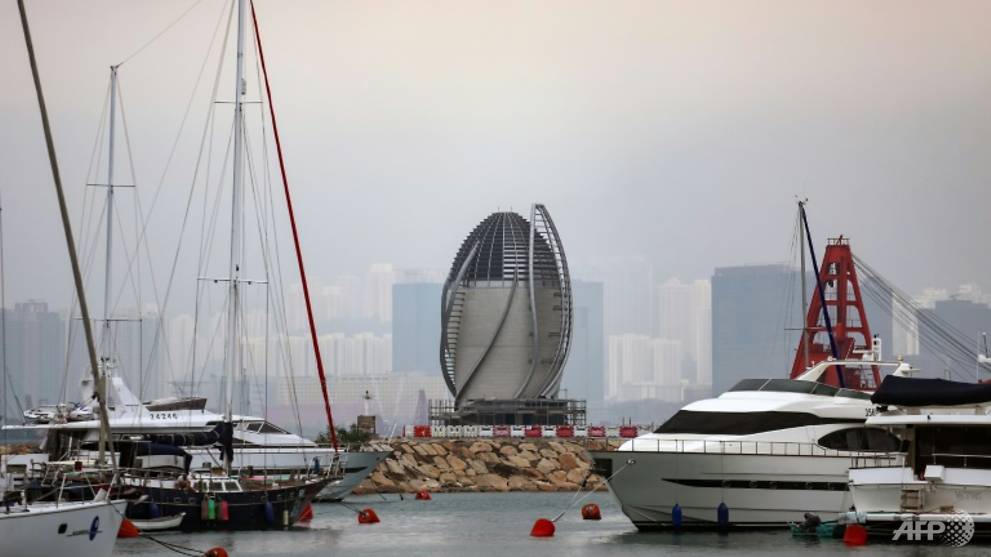 The eye-catching air purification system in Hong Kong suffered a malfunction shortly after it began operating. (AFP/Vivek Prakash)