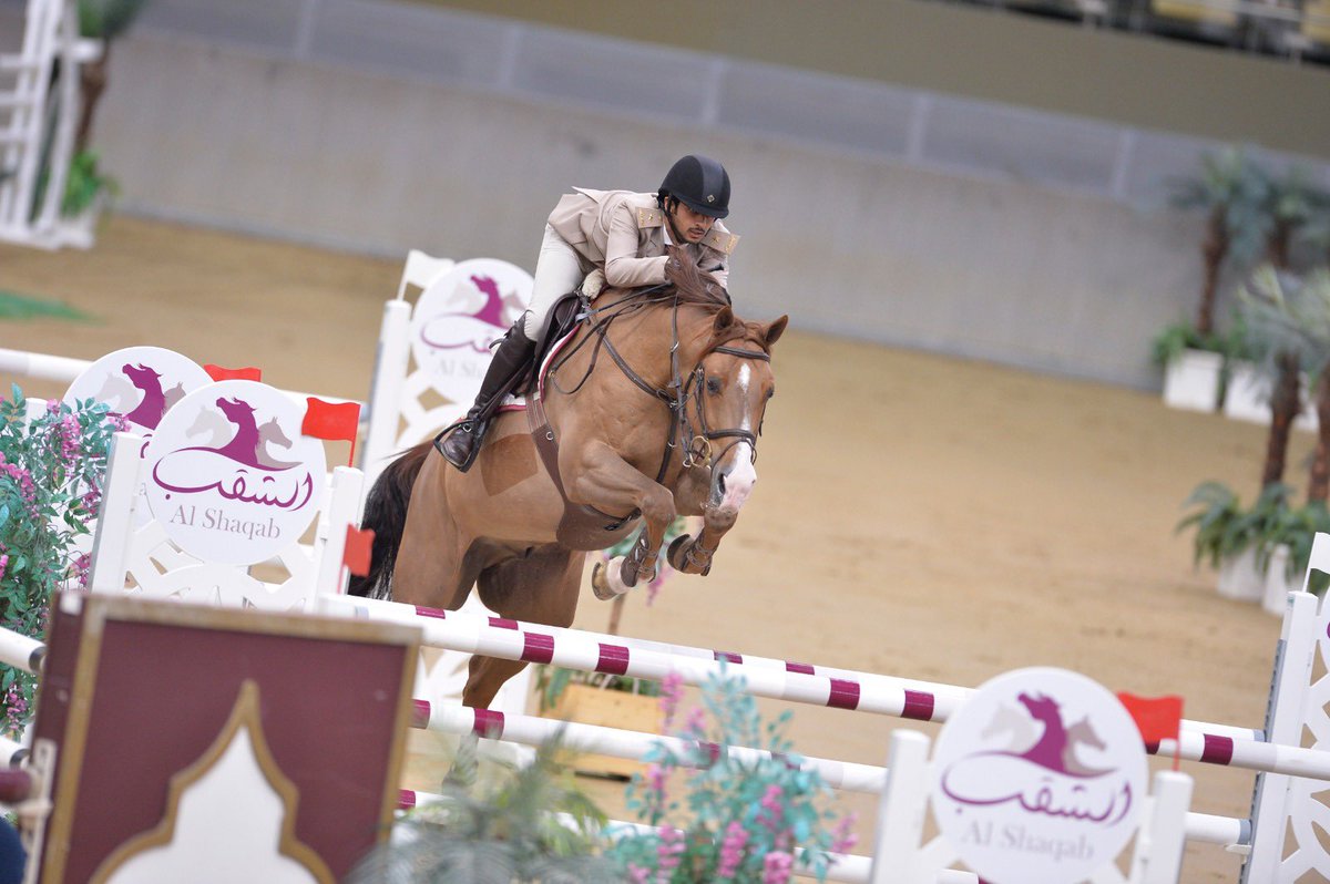 Salmeen Sultan Al Suwaidi guiding Guilder’s Empire Of The Sun  over an obstacle during the Big Tour competition yesterday. 