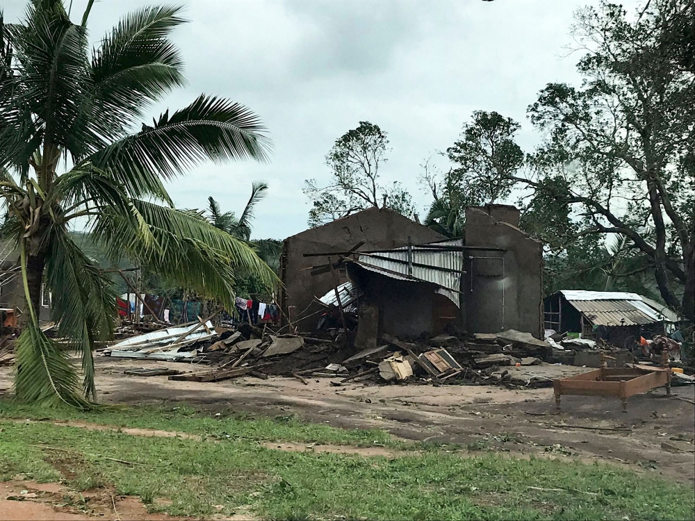 A destroyed house in Macomia district, Mozambique. The back-to-back cyclones that have ravaged Mozambique are unprecedented in recorded history, the UN said on April 26, 2109, as it planned to examine the country's defences against extreme weather in the 