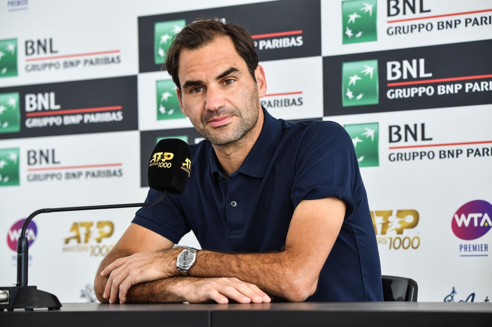 Roger Federer of Switzerland looks on during a press conference at the ATP Masters tennis tournament at the Foro Italico in Rome on May 14, 2019. (AFP / Andreas SOLARO)
