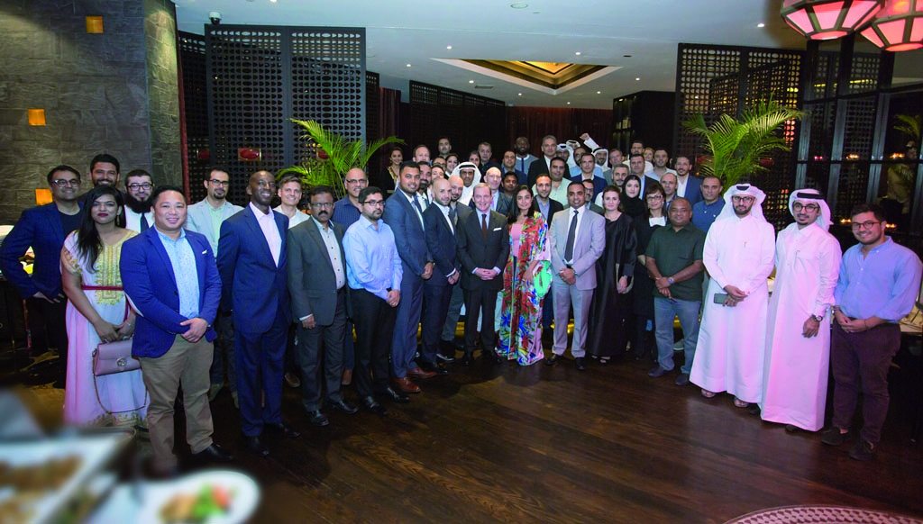 Franck Gellet, French Ambassador to Qatar, with the staff, faculty and other members of HEC Paris, during the Iftar event at W Doha Hotel. 