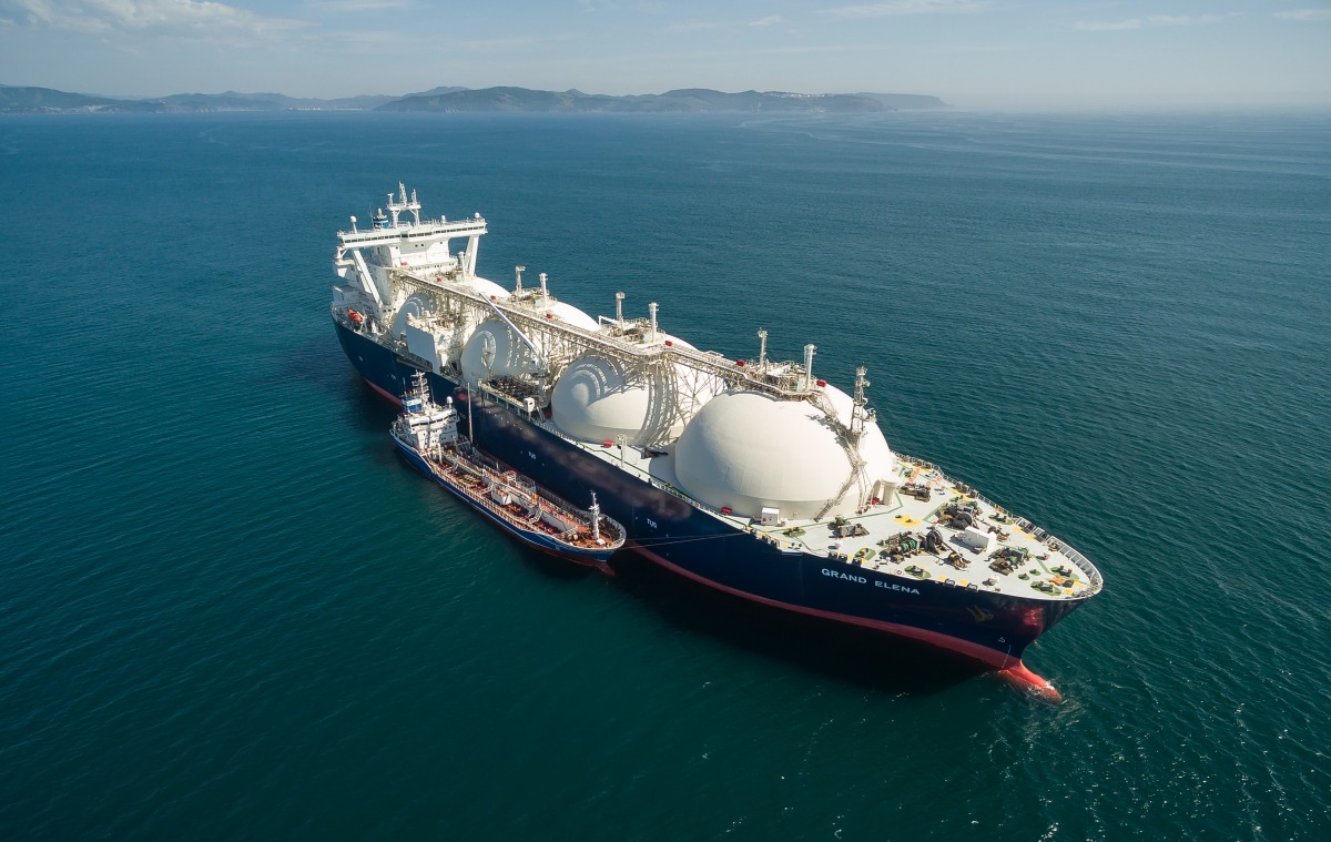 File picture of an LNG carrier anchored in Qatari waters. 