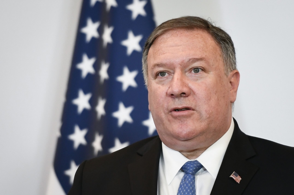 US Secretary of State Mike Pompeo attends a press conference at the Castelgrande closing a bilateral meeting with Swiss counterpart on June 2, 2019 in Bellinzona, southern Switzerland.   AFP / Fabrice COFFRINI