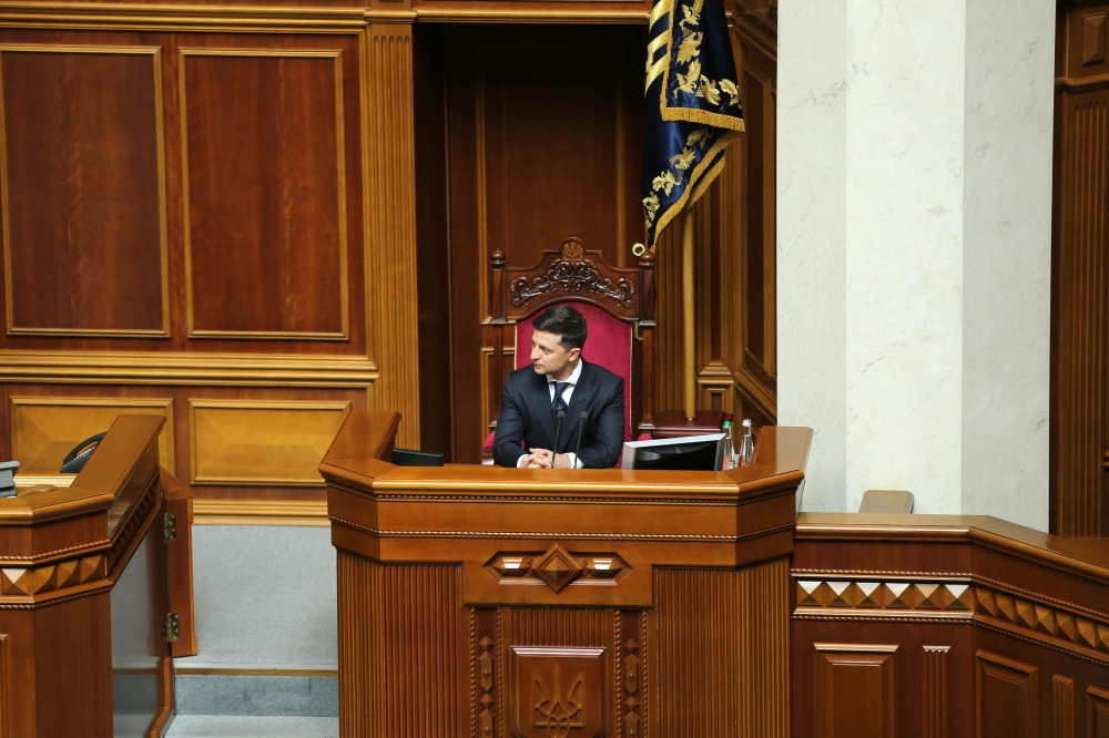 File photo of Ukrainian President Volodymyr Zelenskiy is seen during his presidential oath-taking ceremony at the Ukrainian Parliament in Kiev, Ukraine on May 20, 2019. ( Arda Küçükkaya - Anadolu Agency )