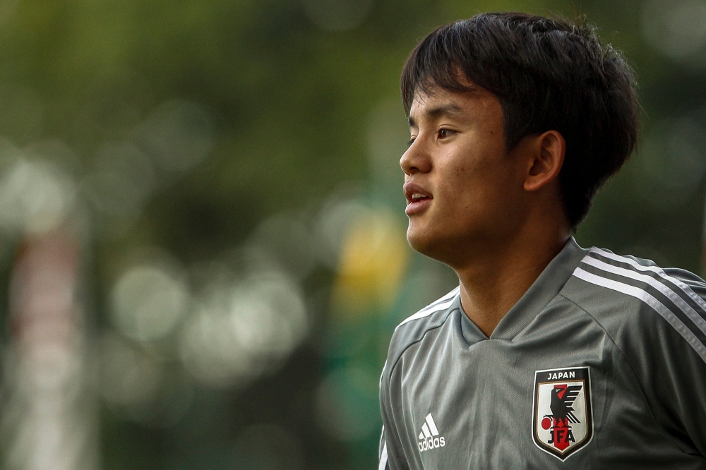 Japan Takefusa Kubo takes part in a training session in Sao Paulo, Brazil on June 13, 2019, on the eve of the start of the Copa America football tournament. / AFP / Miguel SCHINCARIOL