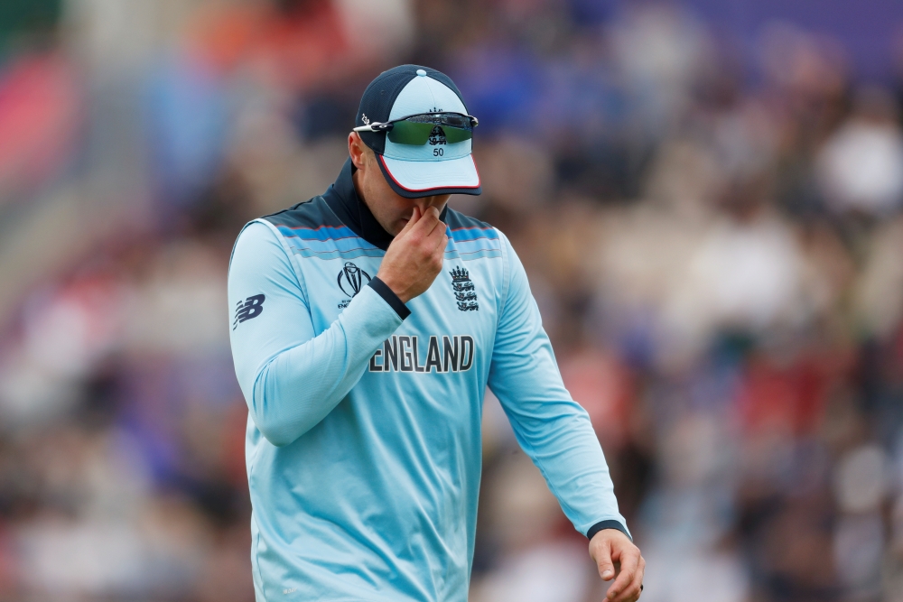 File photo: England's Jason Roy leaves the field Action Images via Reuters/Paul Childs/File Photo