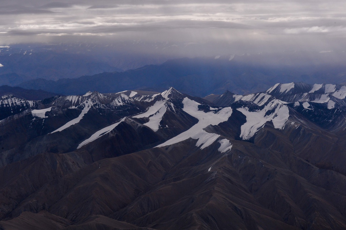 This photograph taken on August 22, 2016 shows a general view of the Himalayan Mountain Range in Ladakh. AFP/Chandan Khanna