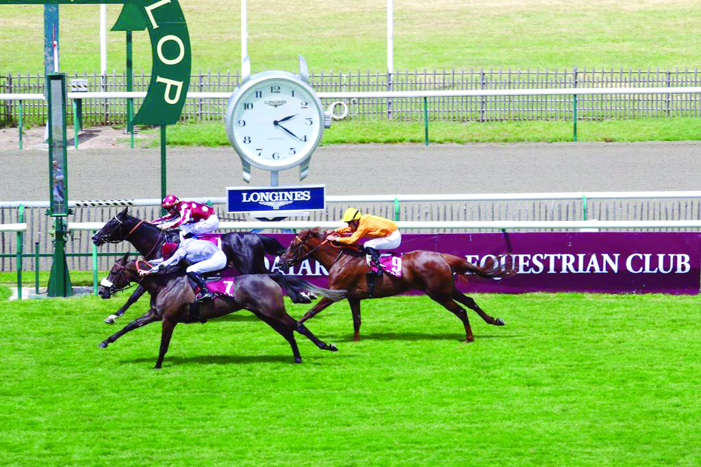 Action from the Qatar Coupe De France Des Chevaux Arabes at Chantilly yesterday. 