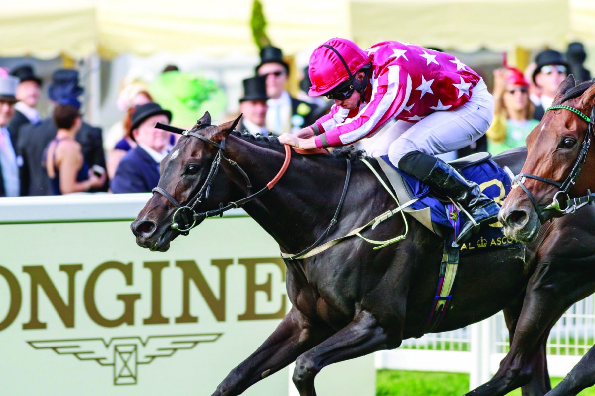 Jockey Ryan Moore and Bahgdad on their way to win the Duke of Edinburgh Stakes at Royal Ascot yesterday.