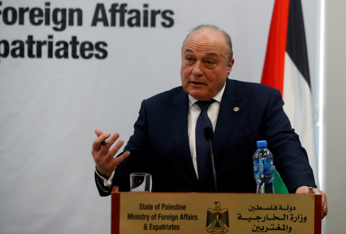 Palestinian Finance Minister Shukri Bishara gestures during a news conference in Ramallah, in the Israeli-occupied West Bank February 21, 2019. Reuters/Mohamad Torokman