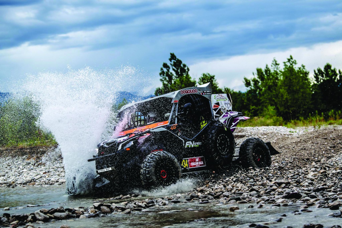 Adel Abdulla in action in his Can-Am Maverick X3 during the sixth special stage of the Italian Baja in Pordenone, yesterday. 
