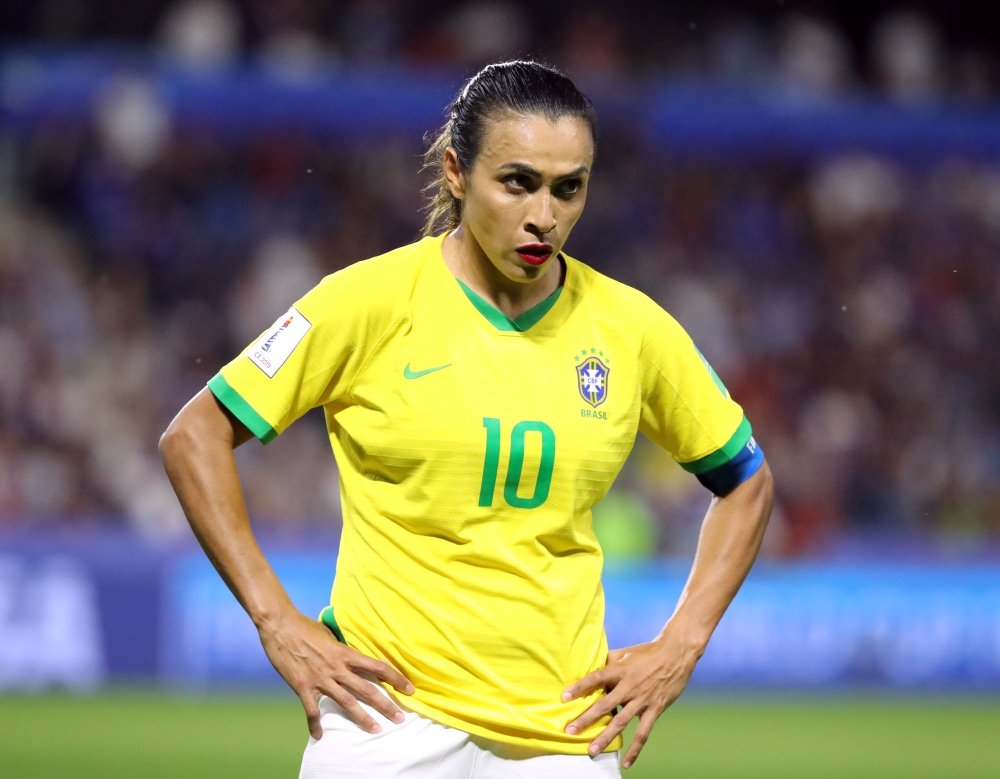 Brazil's Marta looks dejected (REUTERS/Lucy Nicholson)