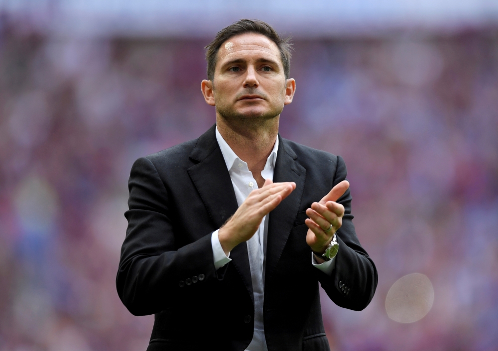 FILE PHOTO:  Derby County manager Frank Lampard looks. Reuters/Tony O'Brien