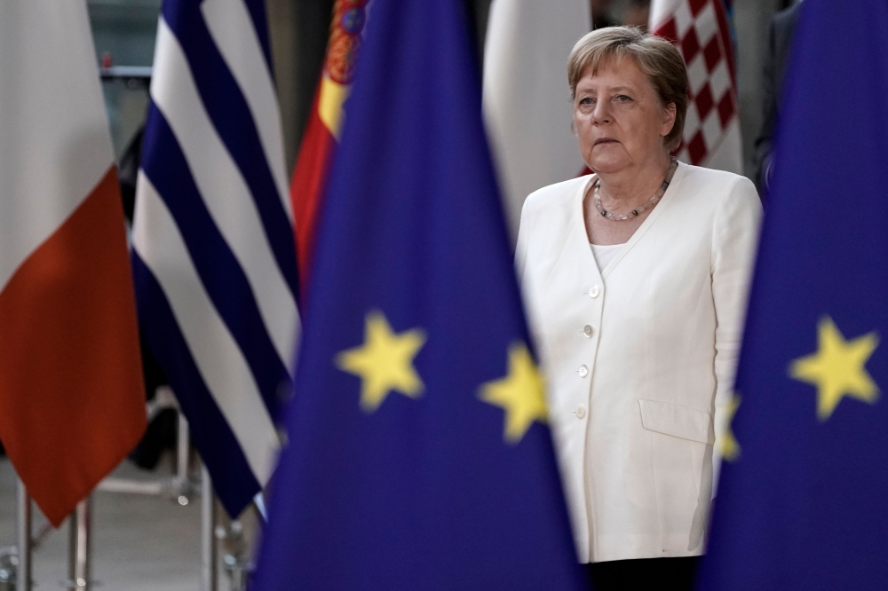 Germany's Chancellor Angela Merkel arrives for European Council Summit at The Europa Building in Brussels, on June 30, 2019. AFP / Kenzo Tribouillard 