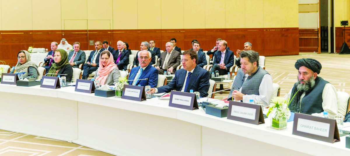 High-profile Afghan politicians and civil society activists during the two-day Intra-Afghan peace talks being held in Doha yesterday. 