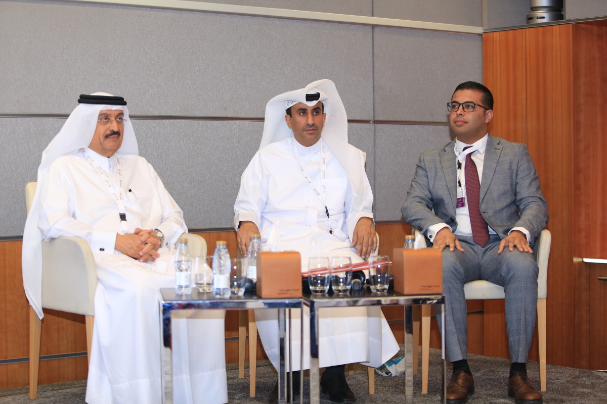 The Director of Environmental and Municipal Studies Institute of the Ministry of Municipality and Environment, Dr. Mohammed Saif Al Kuwari (left), during a discussion at the Doha Islamic Youth Forum.  