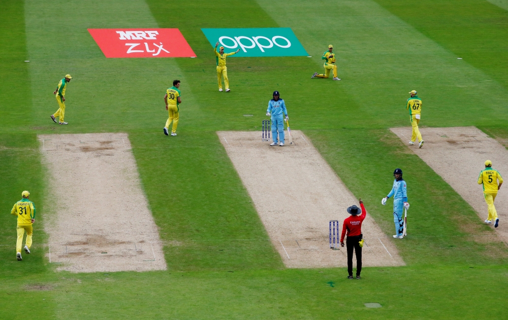England's Jason Roy is given out. (Action Images via Reuters/Andrew Boyers) 
 