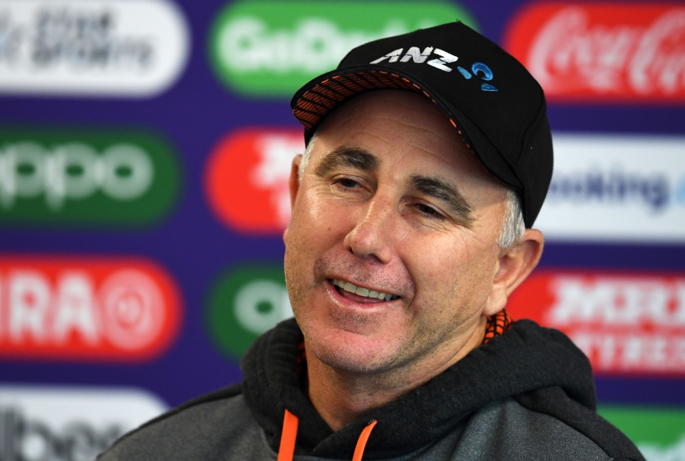 New Zealand's head coach Gary Stead attends a press conference at Old Trafford in Manchester, north-west England on July 7, 2019, ahead of their 2019 Cricket World Cup semi-final match against India. AFP / Dibyangshu Sarkar