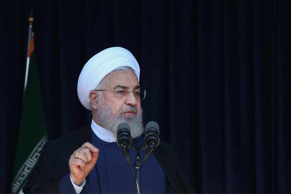 Iranian President Hassan Rouhani makes a speech during his visit in Khorasan, Iran on July 14, 2019. (Iranian Presidency/Anadolu Agency)