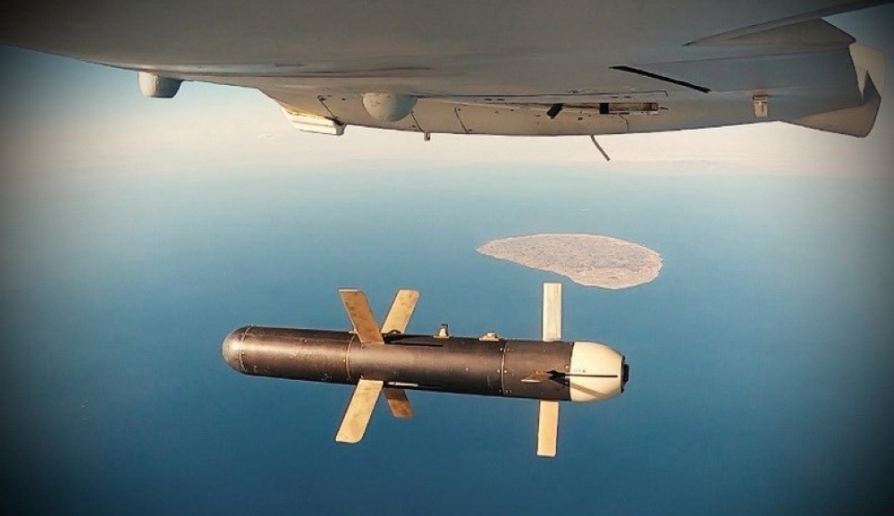 An Iranian Shahed 171 drone dropping a bomb as part of a military exercise in the Gulf, in Iran, in this undated handout photo. Tasnim News Agency/via Reuters