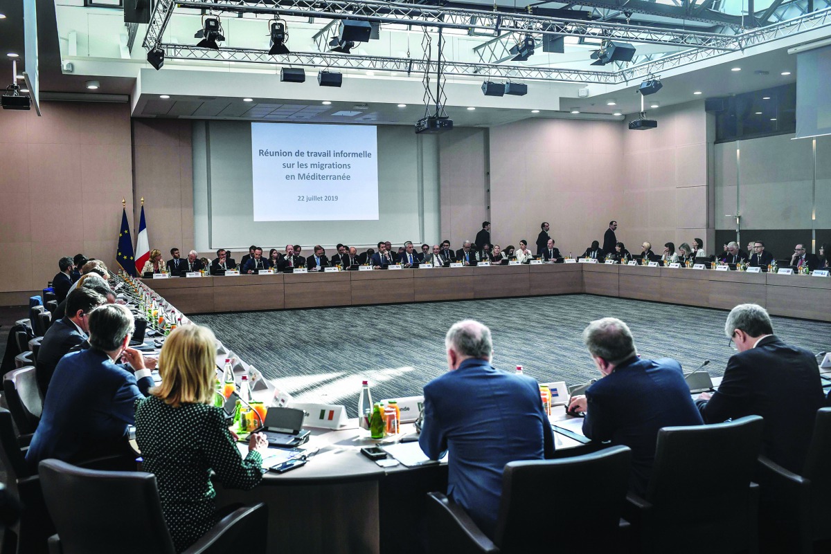 Officials and delegates attend a working meeting focused on the migrations issues in the Mediterranean zone, on July 22, 2019 in Paris. AFP / Stephane De Sakutin