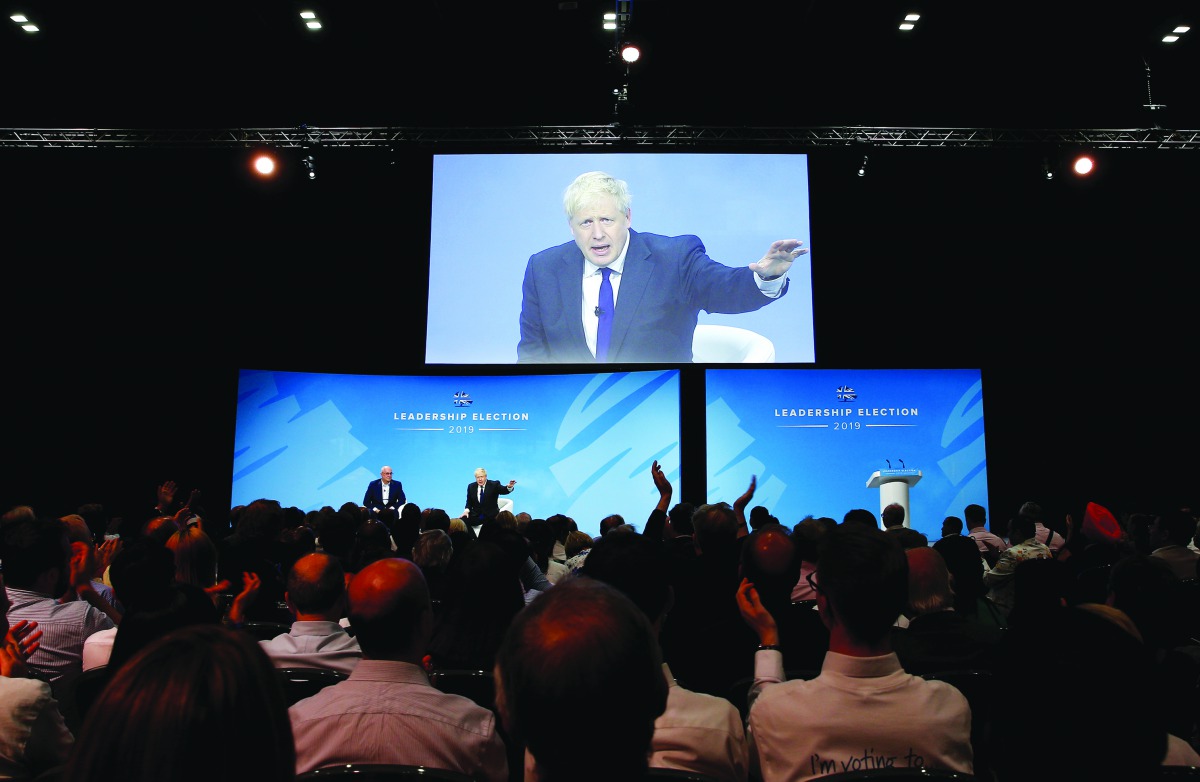 Boris Johnson, a leadership candidate for Britain's Conservative Party, speaks during a hustings event in London, Britain July 17, 2019. Reuters/Peter Nicholls