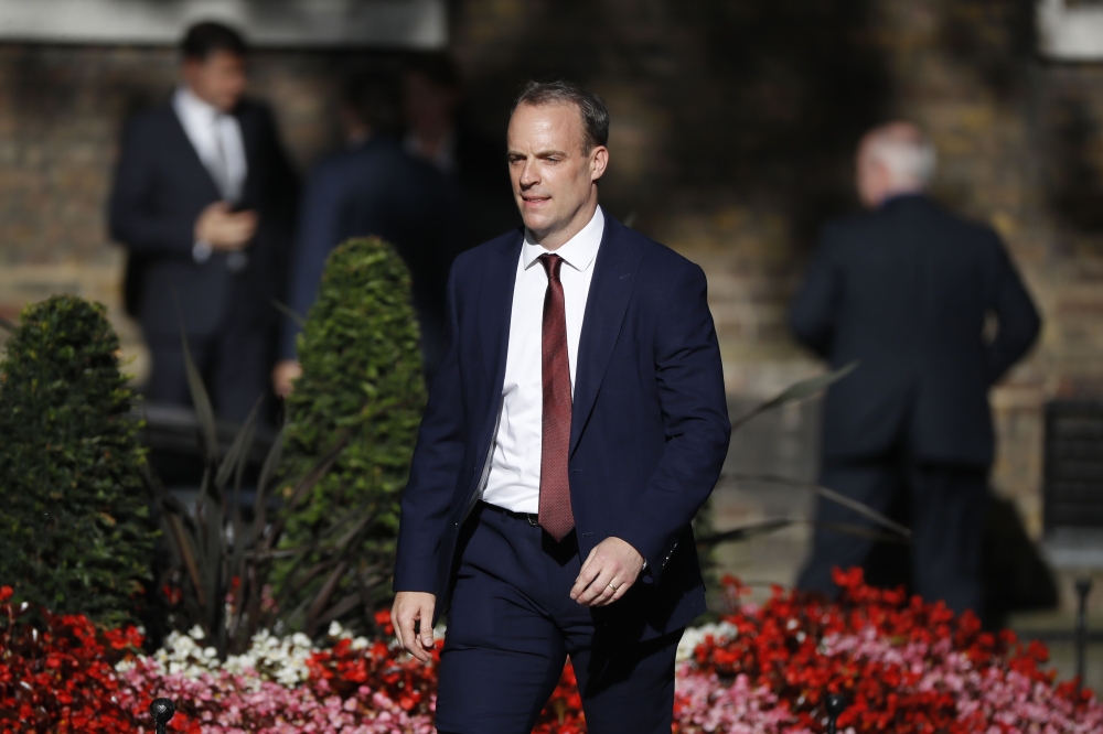 onservative party politician Dominic Raab arrives at 10 Downing Street in London on July 24, 2019. (AFP / Tolga AKMEN)