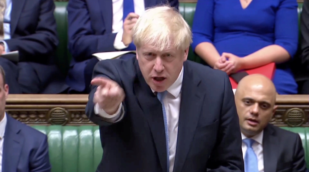 Britain's Prime Minister Boris Johnson speaks at the House of Commons in London, Britain July 25, 2019, in this screen grab taken from video. Reuters Tv via REUTERS