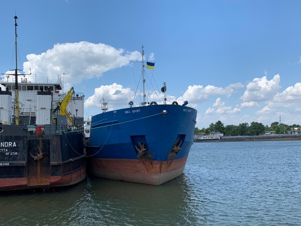 A view shows the Russian tanker, now called Nika Spirit and formerly named Neyma, which was detained by the Ukrainian security services in the port of Izmail, Ukraine in this handout picture obtained by Reuters on July 25, 2019. (State Border Guard Servic