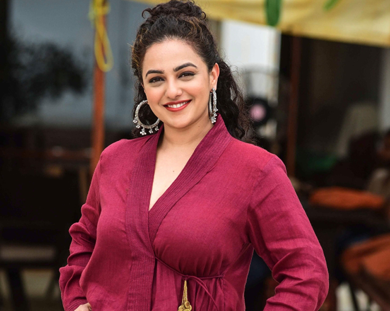 Bollywood actress Nithya Menen poses during the promotion of her upcoming film 'Mission Mangal' in Mumbai on August 7, 2019. (AFP / Sujit Jaiswal)