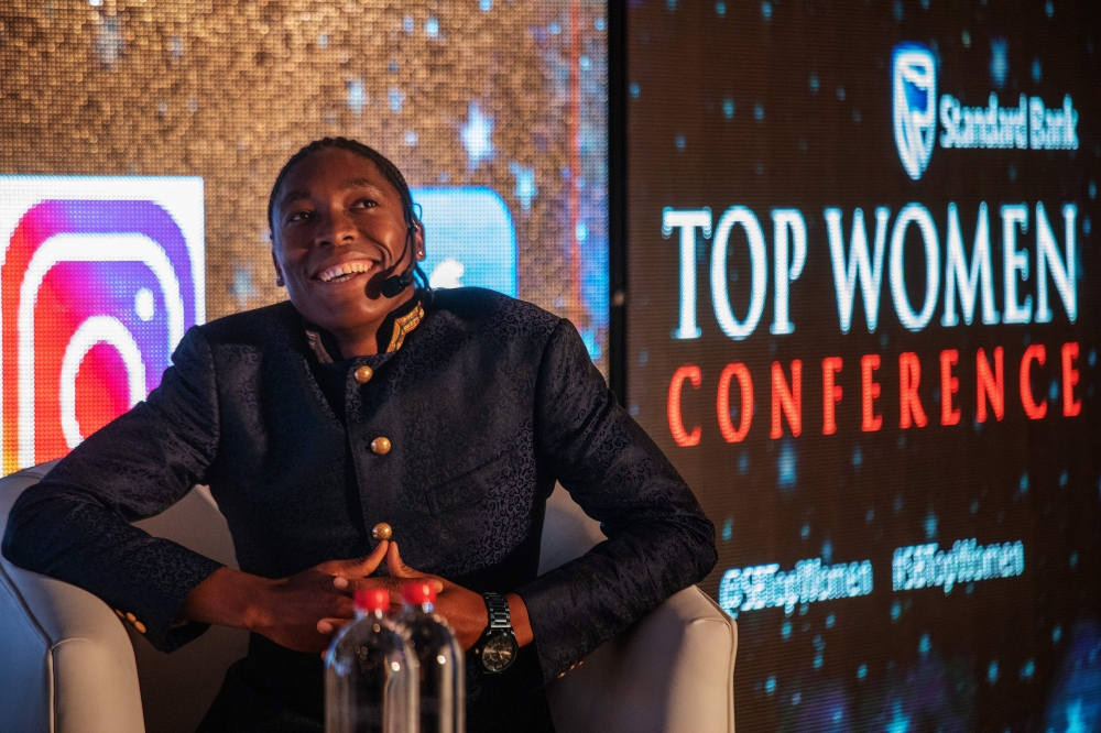 South African double Olympic champion Caster Semenya speaks during a conference on gender equality, at the Standard Bank Top Women Conference in Johannesburg, South Africa, on August 14, 2019. (AFP / Michele Spatari)