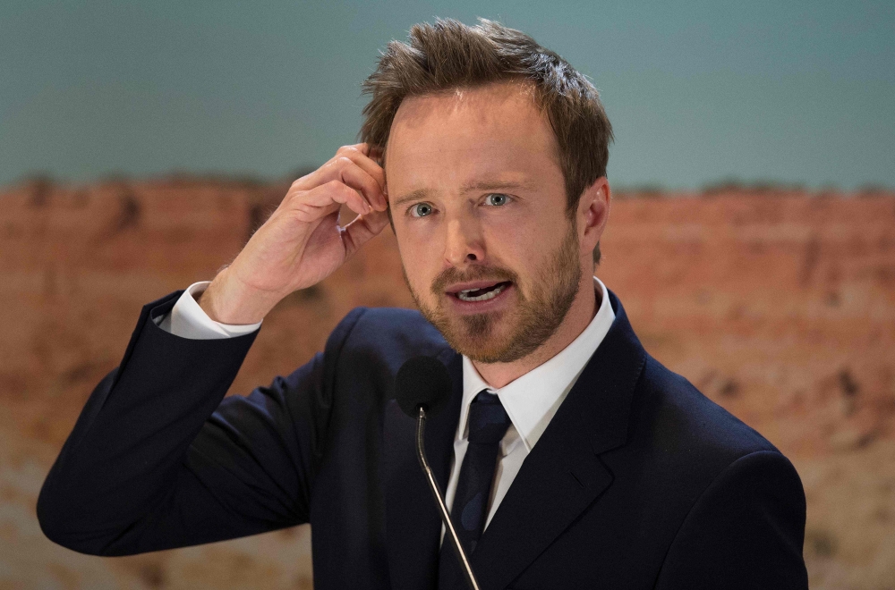(FILES) In this file photo taken on November 10, 2015 US actor Aaron Paul, who played the character Jesse Pinkman in the AMC series 
