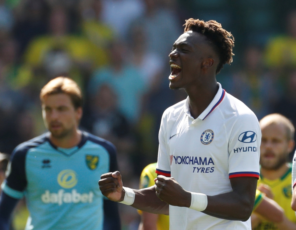 Chelsea's Tammy Abraham celebrates after the match Action Images via Reuters/John Sibley 