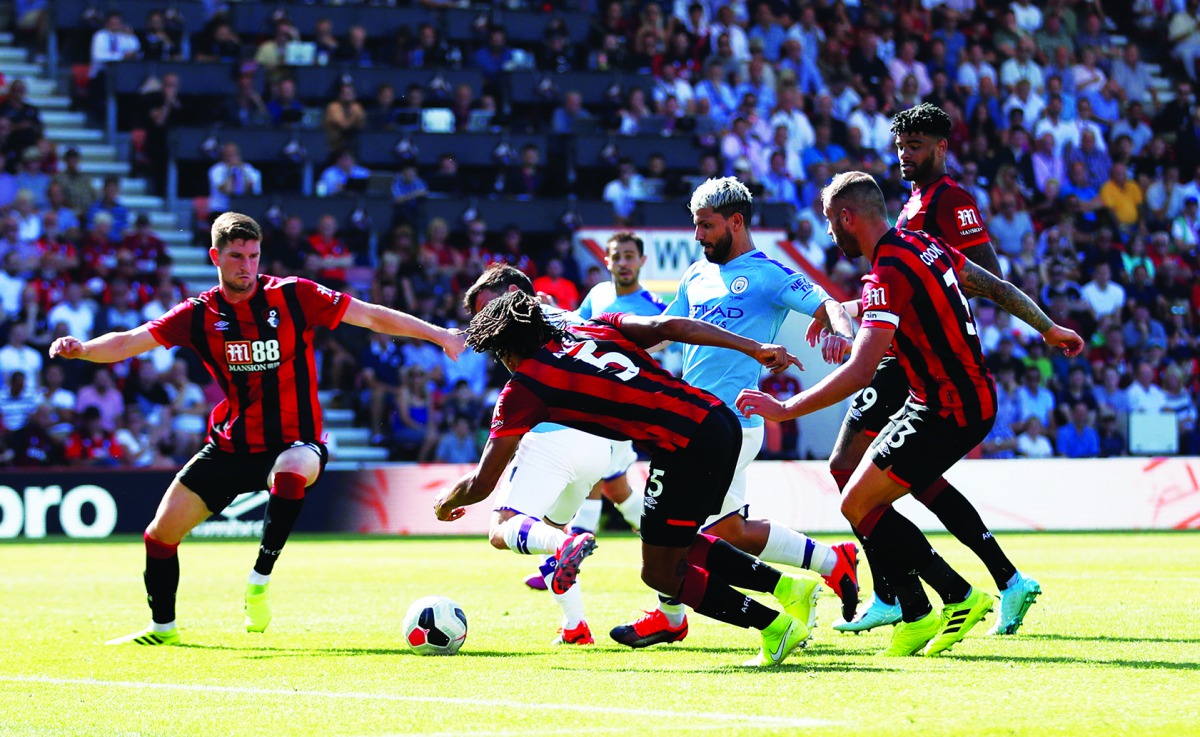 Manchester City's Sergio Aguero scores their third goal. (Action Images via Reuters/Matthew Childs)  